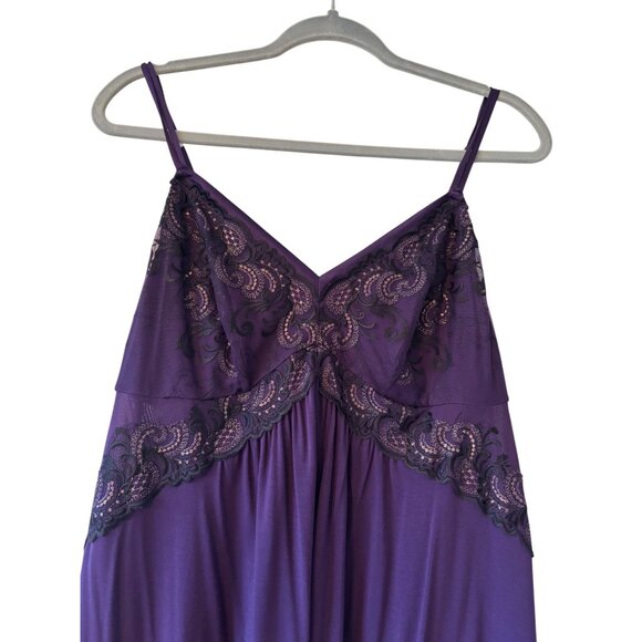 Soma Purple Blackberry Chemise Lingerie With Lace Detail Size L - Picture 3 of 10